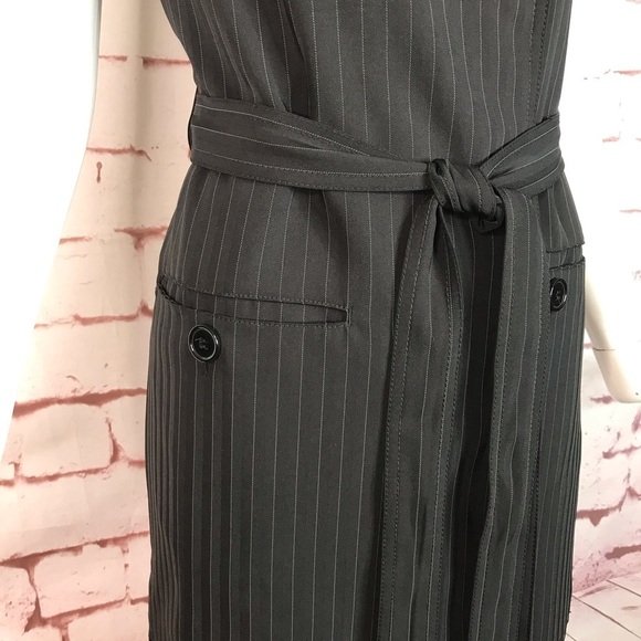 MAX STUDIO Pinstripe belted Twill Drape Vest Dress NWT Black & Grey XS Runs big - Picture 9 of 15